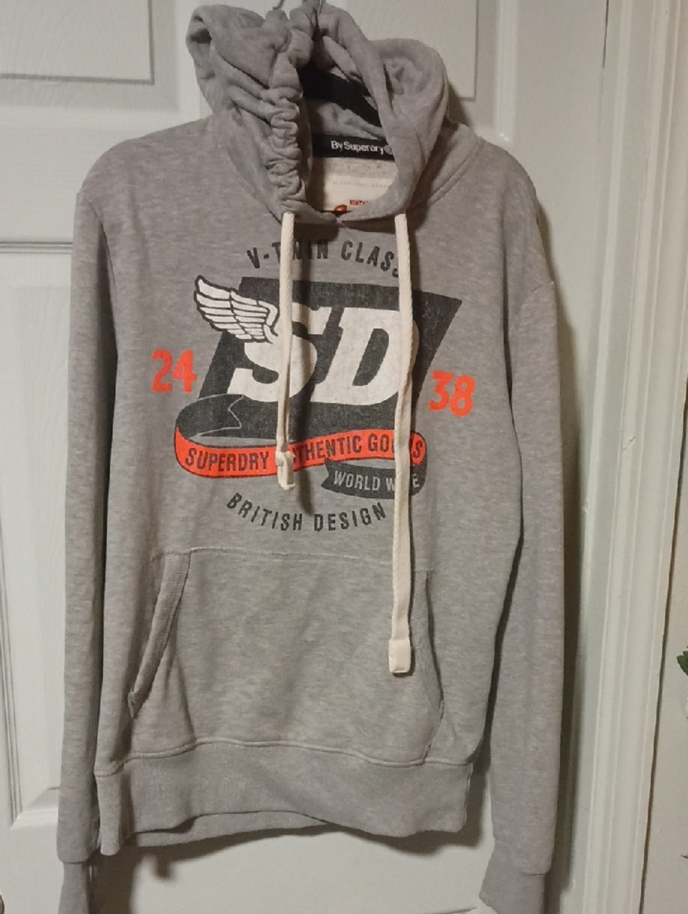 Superdry Gray Hoodie with Orange SD Graphic